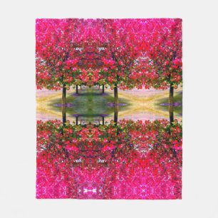 Couverture Polaire Style monet rose paysage d'automne, feuille rose