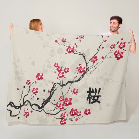 Couverture Polaire Style oriental Sakura Cherry Blossom Art (En situation)