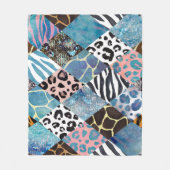 Couverture Polaire Style Patchwork, motif de collage aquarelle. (Devant)