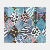 Couverture Polaire Style Patchwork, motif de collage aquarelle. (Devant (Horizontal))