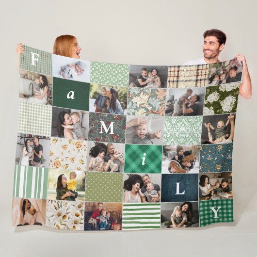 Couverture Polaire Style Quilt Collage 18 Photo Family (En situation)