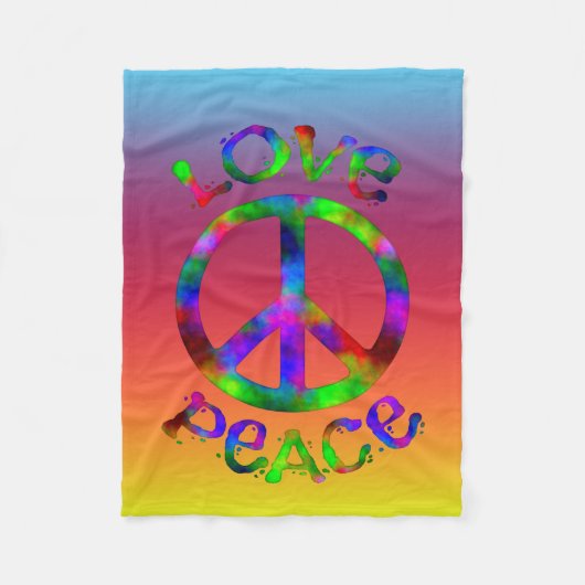 Couverture Polaire Style rétro Cravate-Dye Paix et Amour (Devant)