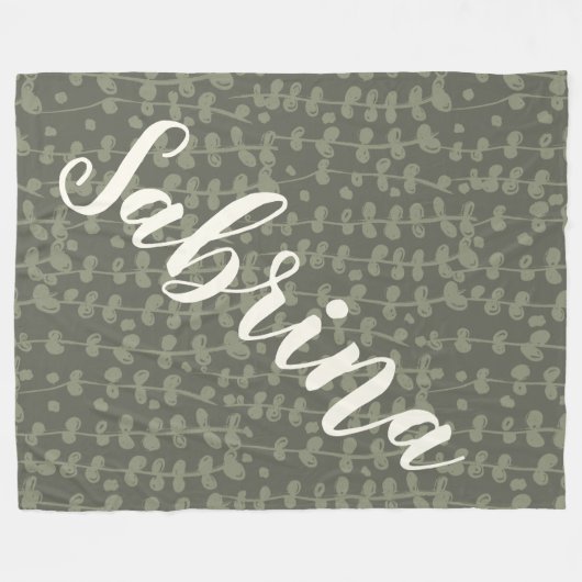 Couverture Polaire Style Rustique Botanique Sage Vert Personnalisé (Devant (Horizontal))