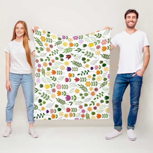 Couverture Polaire Style scandinave Flore & Faune Motif (En situation)