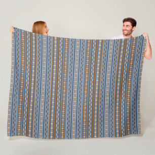 Couverture Polaire Style sud-ouest Bleu et géométrique Brown Grand
