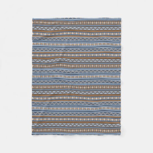 Couverture Polaire Style sud-ouest Bleu et géométrique Brown Petit (Devant)