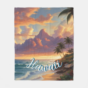 Couverture Polaire Style vintage Hawaiian Travel Honolulu Mid-Pacific