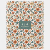 Couverture Polaire Stylish Fall Flowers Olive Sage Copper Terracotta (Devant)