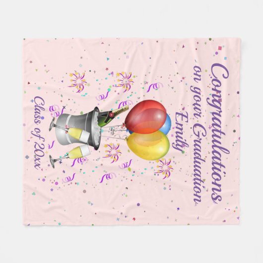 Couverture Polaire Stylish Graduation Celebration Pink (Devant (Horizontal))