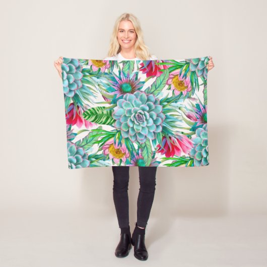 Couverture Polaire Succulent jardin tropical (En situation)