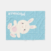 Couverture Polaire Sucré adorable Bunny Bleu Bleu Pastel Pois (Devant (Horizontal))