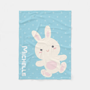 Couverture Polaire Sucré adorable Bunny Bleu Bleu Pastel Pois