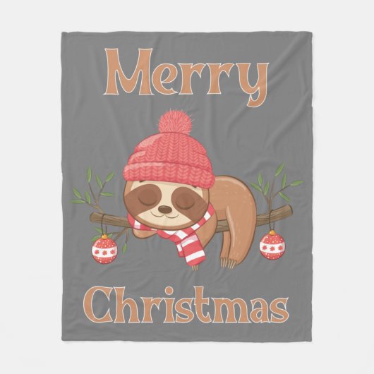 Couverture Polaire Sucre Cute Sloth Noël (Devant)