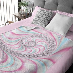 Couverture Polaire Sucre de canne bleu rose pastel Spiral Fractal