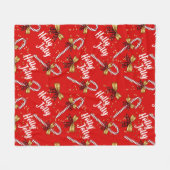 Couverture Polaire Sucre de canne Holly Jolly Festive moderne Noël (Devant (Horizontal))