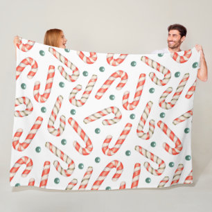 COUVERTURE POLAIRE SUCRES DE CANNE DE NOËL ROUGE ET BLANC