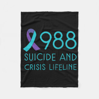 Couverture Polaire Suicide Prevention 988 - Suicide Awareness - Black