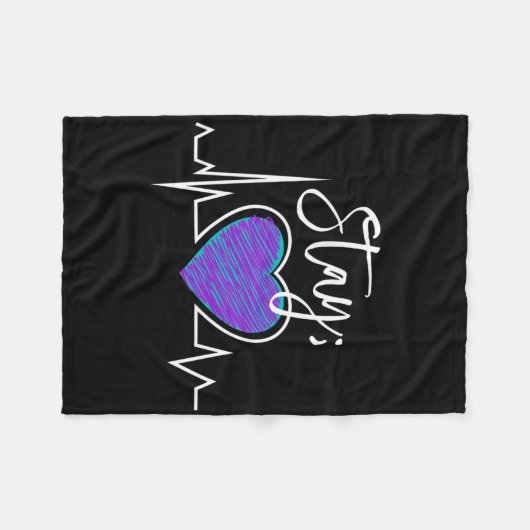 Couverture Polaire Suicide Prevention Awareness Heartbeat Semicolon S (Devant (Horizontal))