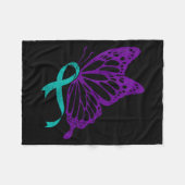 Couverture Polaire Suicide Prevention Awareness Teal & Purple Rib (Devant (Horizontal))