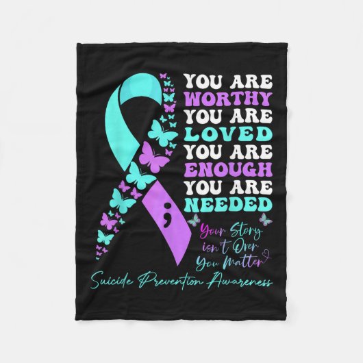 Couverture Polaire Suicide Prevention Awareness Teal Purple Ribbon Bu (Devant)