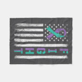 Couverture Polaire Suicide Prevention Awareness Teal Purple Usa Flag  (Devant (Horizontal))