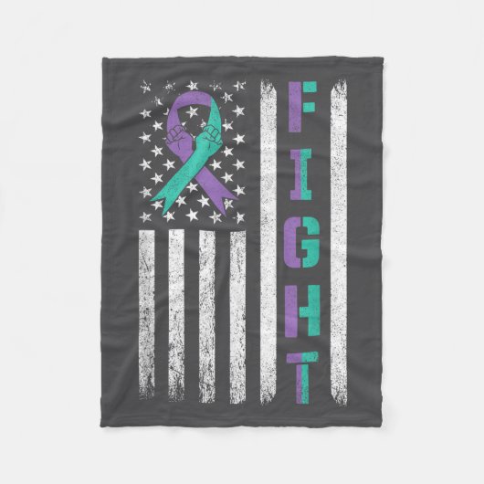Couverture Polaire Suicide Prevention Awareness Teal Purple Usa Flag  (Devant)