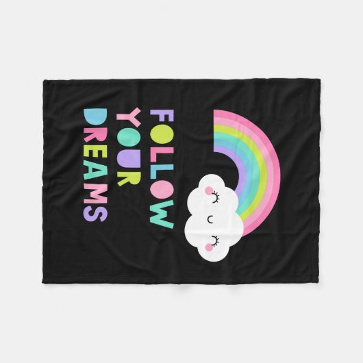 Couverture Polaire Suivez vos rêves Cute Rainbow Cloud (Devant (Horizontal))