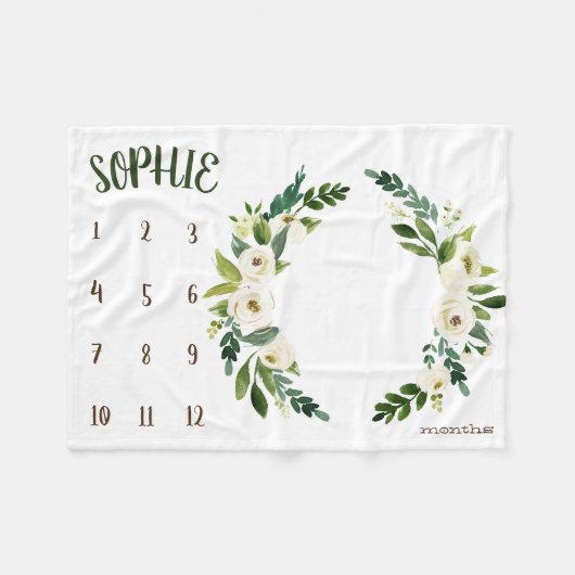 Couverture Polaire Suivi de croissance - Blancs branches Milestone (Devant (Horizontal))