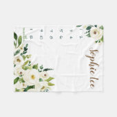 Couverture Polaire Suivi de croissance de jalon aquarelle roses blanc (Devant (Horizontal))