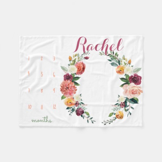Couverture Polaire Suivi de croissance - Fleurs de fille de jalon (Devant (Horizontal))