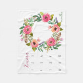 Couverture Polaire Suivi de croissance - Jalon - Fleurs d'aquarelle (Devant)