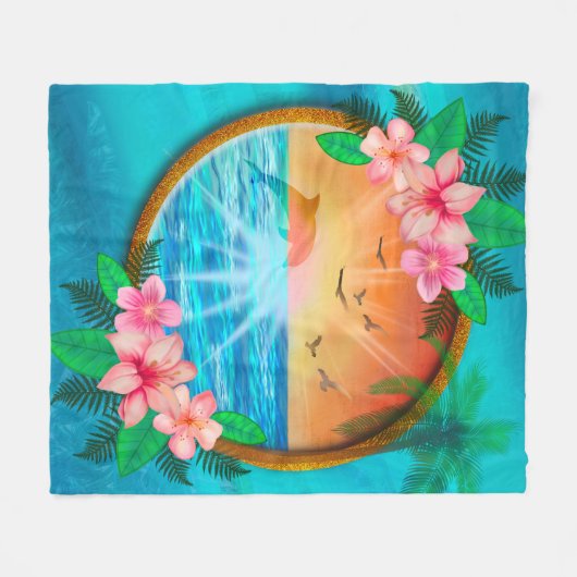 Couverture Polaire Summer Beach Les oiseaux de mer volent dans le cie (Devant (Horizontal))