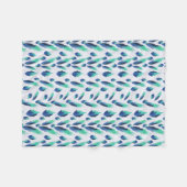 Couverture Polaire Summer Boho Blue Greenery Botanical Feuilles (Devant (Horizontal))