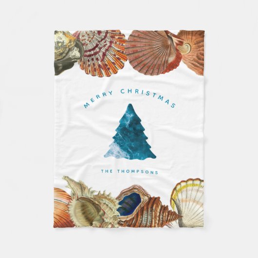 Couverture Polaire Summer Christmas Beach Seashell Nom personnalisé (Devant)
