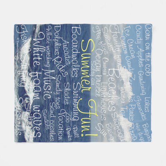 Couverture Polaire Summer Fun Beach Ocean Waves (Devant (Horizontal))