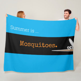 Couverture Polaire SUMMER IS MOSQUITOES Cute Drawing Azure Stripes