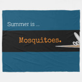 Couverture Polaire SUMMER IS MOSQUITOES Fun Drawing Teal Stripes (Devant (Horizontal))