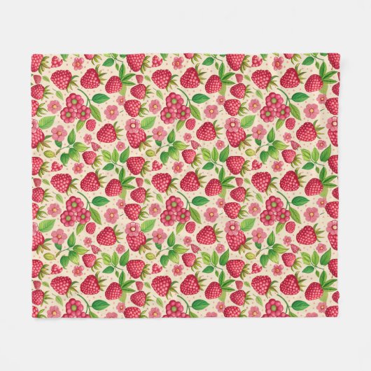 Couverture Polaire Summer Raspberry Garden Botanical Fruit Pattern (Devant (Horizontal))