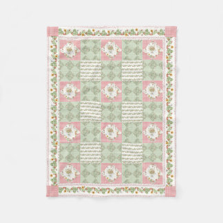 Couverture Polaire Summer Strawberries Floral Gingham Baby Girl