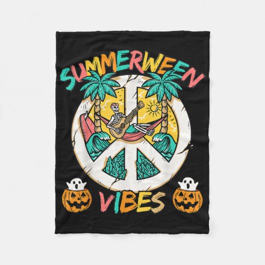 Couverture Polaire Summerween Skeleton Chill Out À La Plage Avec Su (Devant)