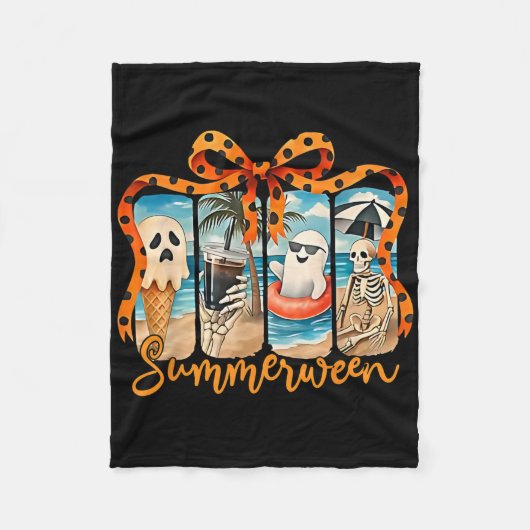 Couverture Polaire Summerween Skeleton Ghost Beach Party Halloween Vi (Devant)