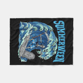 Couverture Polaire Summerween Skeleton Surf Grim Reaper Plage Éffraya (Devant (Horizontal))