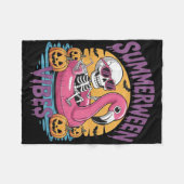 Couverture Polaire Summerween Vibes Skeleton Flamant rose Hallowee Éf (Devant (Horizontal))