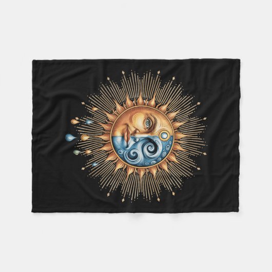 Couverture Polaire Sun And Moon Celestial Boho Mystical Hipe 90s  (Devant (Horizontal))
