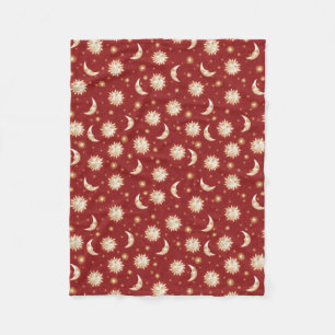 Couverture Polaire Sun et lune sur le rouge