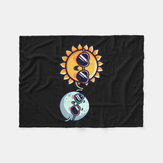 Couverture Polaire Sun Moon Friends Total Solar Eclipse 2024 Garçons (Devant (Horizontal))
