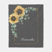 Couverture Polaire Sunflower Eucalyptus Floral Script Botanique (Devant)