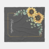 Couverture Polaire Sunflower Eucalyptus Floral Script Botanique (Devant (Horizontal))