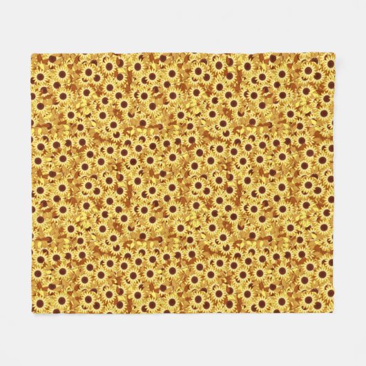 Couverture Polaire Sunflower Pattern, Gold, Yellow and Brown (Devant (Horizontal))