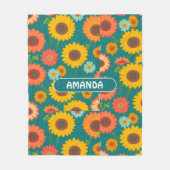 Couverture Polaire Sunflower Retro Coloré Motif personnalisé (Devant)